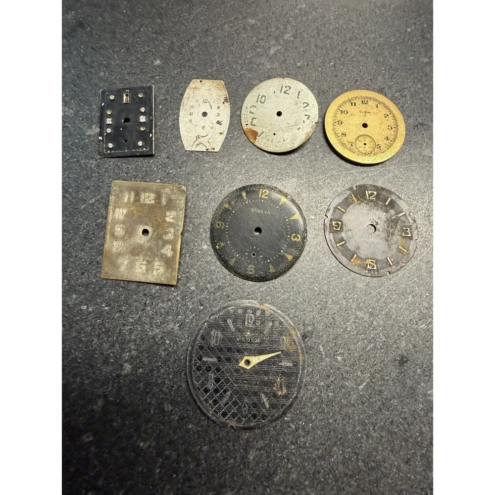 Vtg Watch Dial Lot 72 Pieces Elgin Bulova Longines Gruen Timex Parts Repair Art